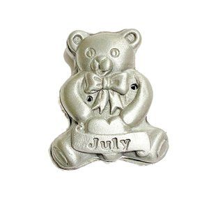 Vintage July Birthday Bear Chelsea Pewter Jewelry Trinket Box
